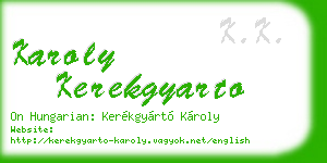 karoly kerekgyarto business card