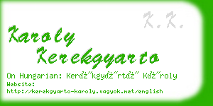 karoly kerekgyarto business card